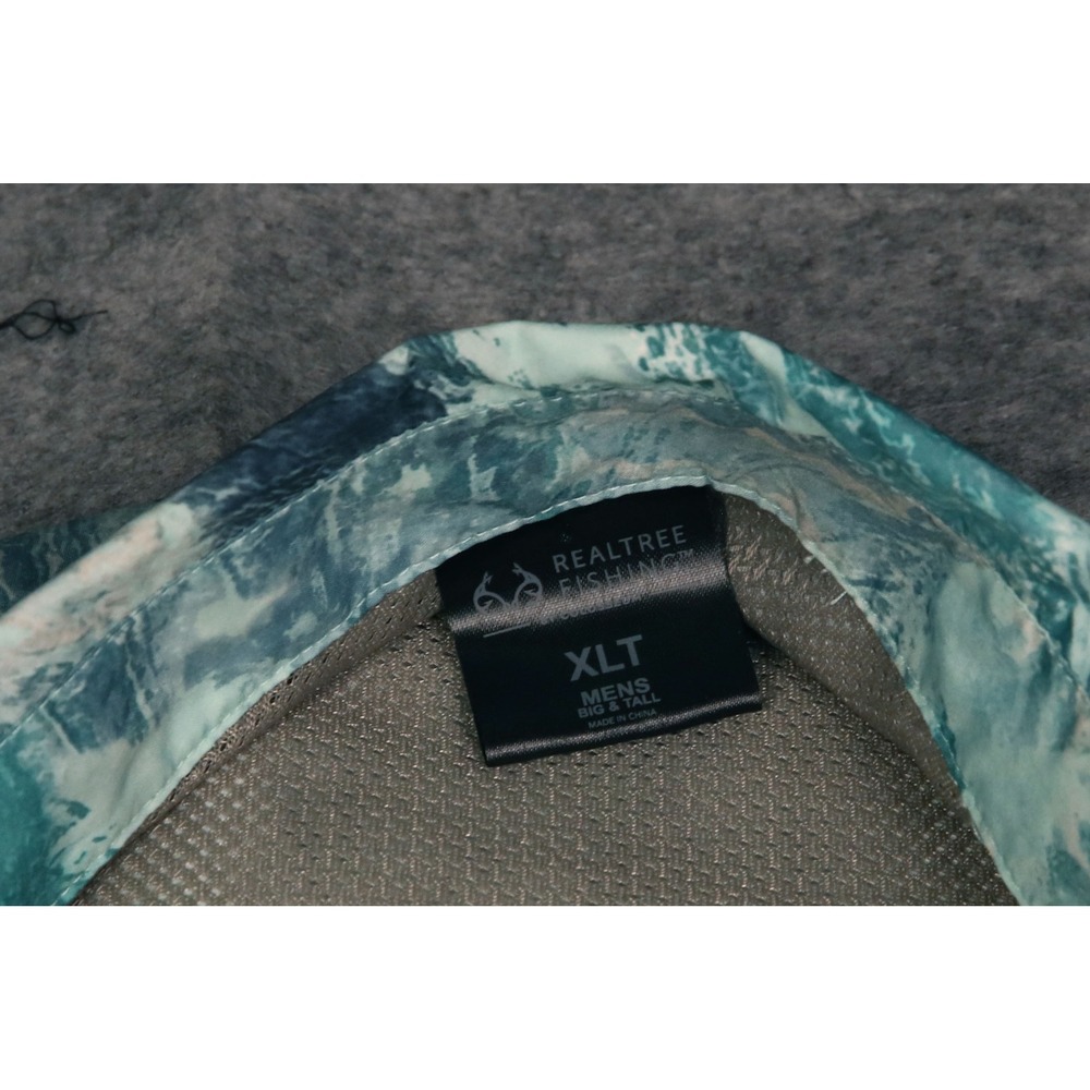 Realtree Fishing Aspect Mens XLT Big & Tall Short Sleeve Button Down Shirt Teal - Picture 2 of 7